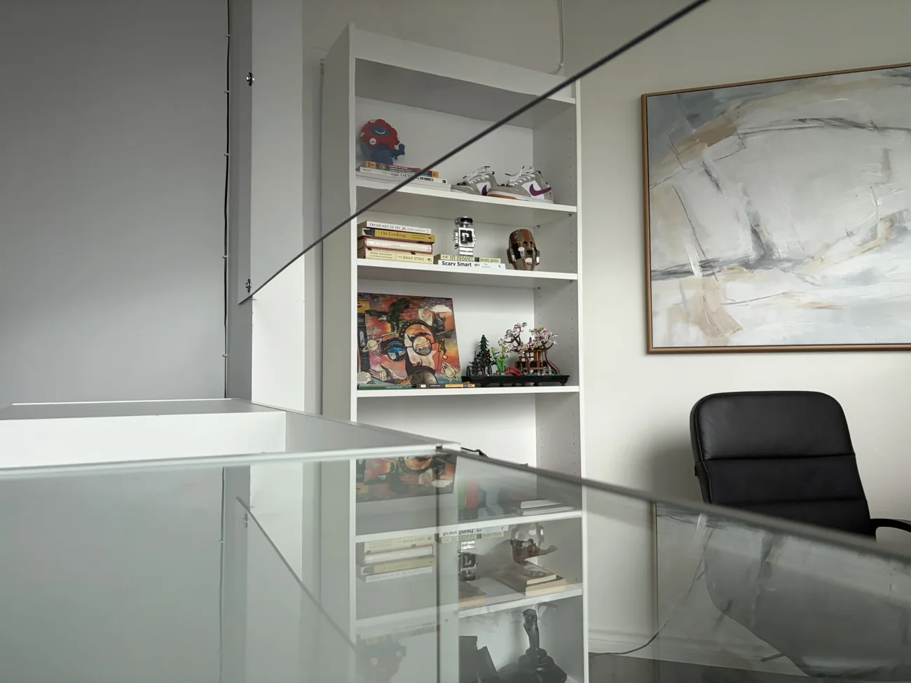 Bookshelf and counter inside the Greater Toronto Gold office