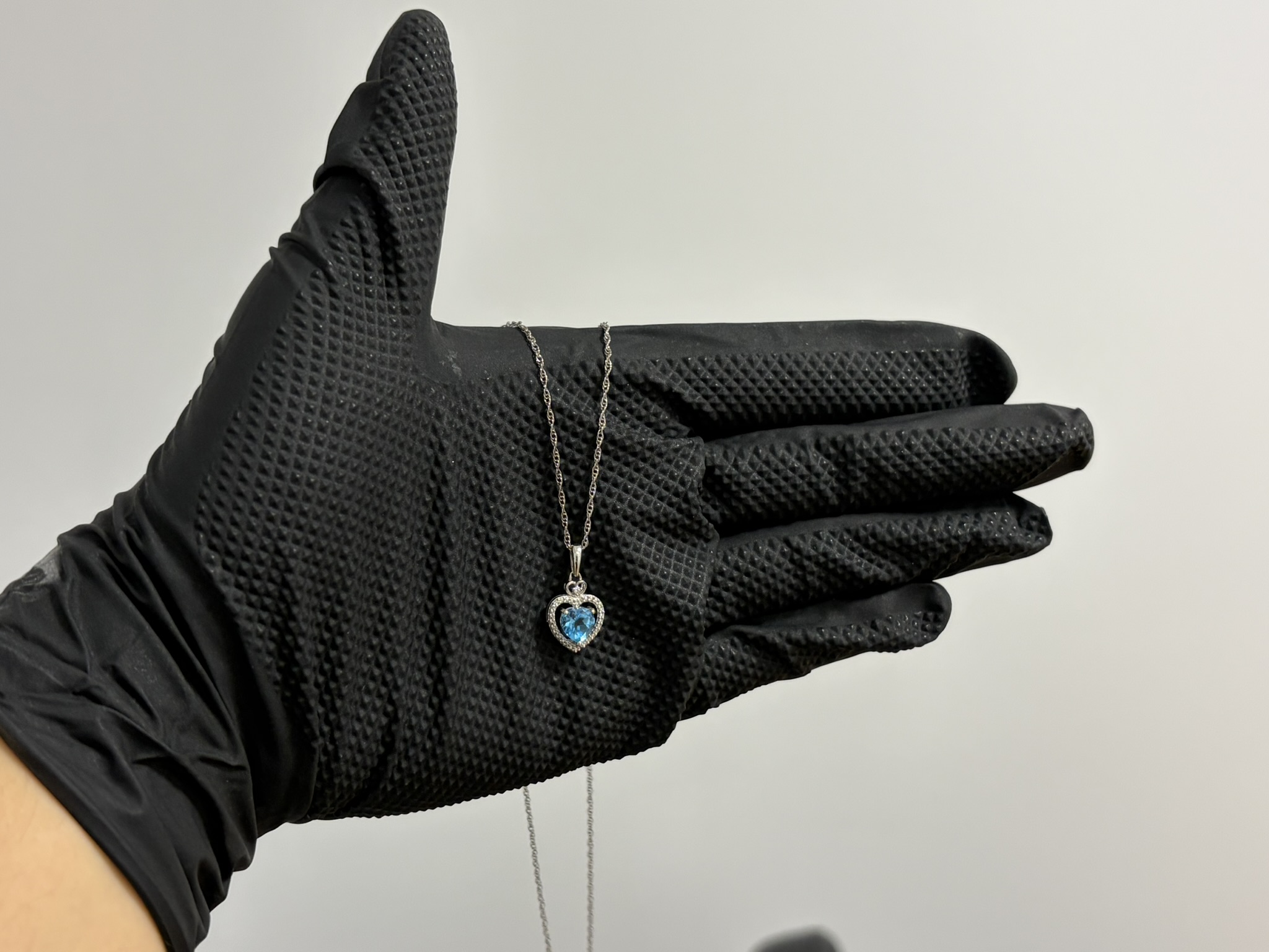 Blue Topaz Heart Necklace and Earrings Set